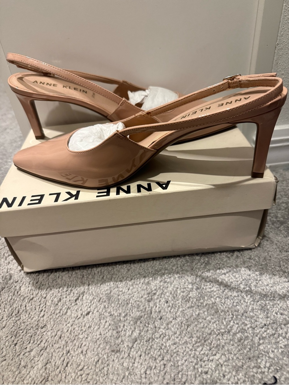 Anne Klein Blush Patent Slingback Pumps - Picture 3 of 3